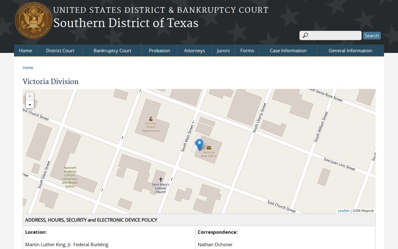 Refugio County arrest warrant information, federal Victoria Division courthouse